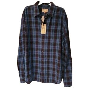 Current/Elliott Men's Classic fit Button up shirt in  Blue/black plaid size XXL